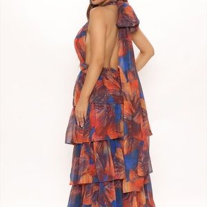 Fashion Nova Cayman Island Maxi Dress Blue/ Combo